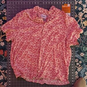 Goodfellow and Co Red and White floral Patterned Shirt